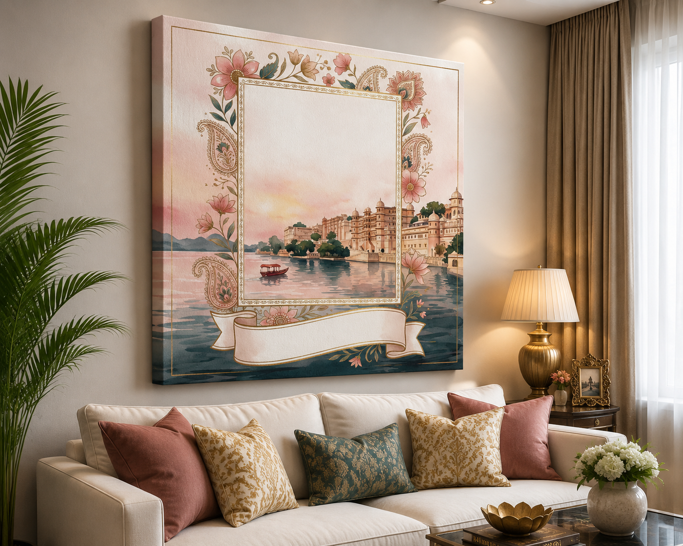 Royal Udaipur Floral Heritage Photo Frame Canvas Wall Art