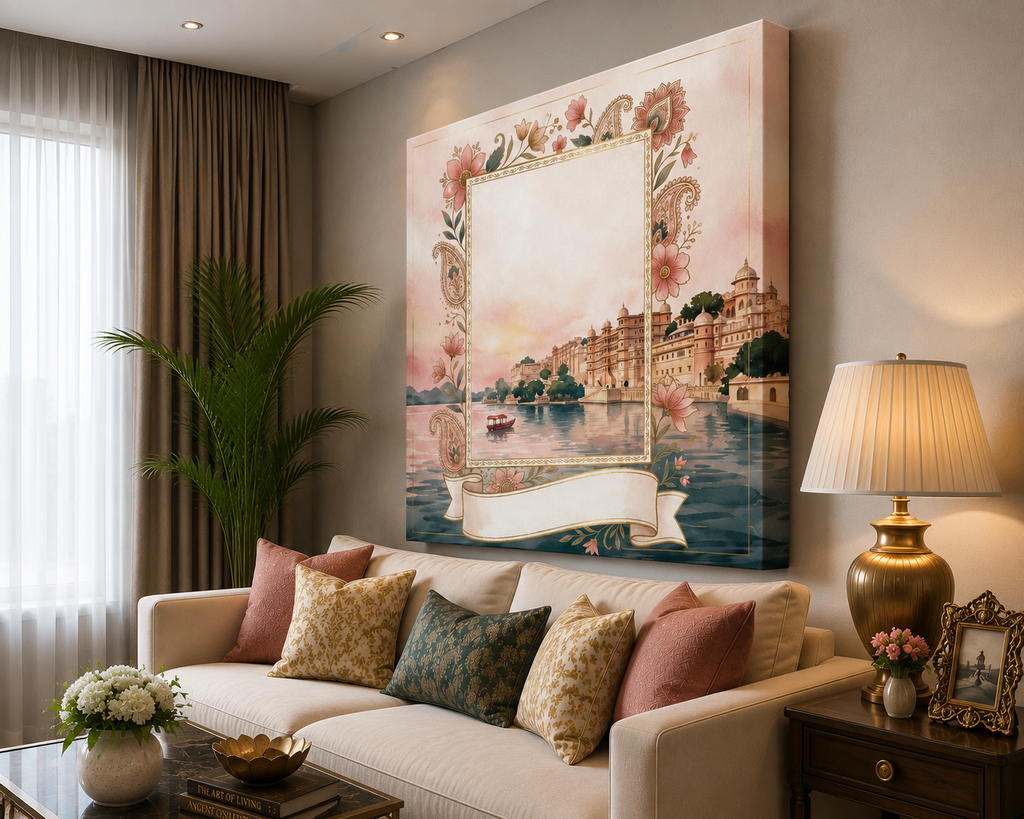 Royal Udaipur Floral Heritage Photo Frame Canvas Wall Art