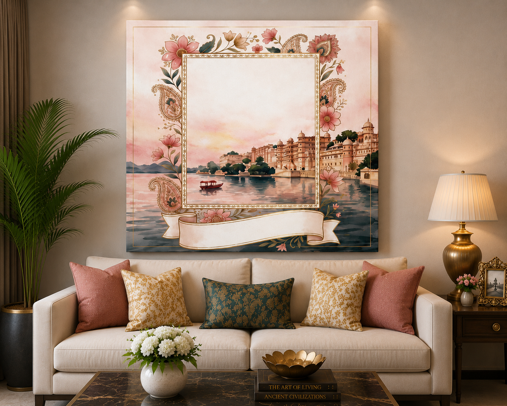 Royal Udaipur Floral Heritage Photo Frame Canvas Wall Art