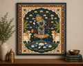 Divine Krishna Lotus Garden Canvas Wall Art – Premium Traditional Indian Spiritual Decor