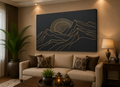 Midnight Peaks – Minimalist Gold Line Mountain Canvas Wall Art