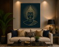 Zen Buddha Line Art Canvas – Minimalist Gold Meditation Wall Art