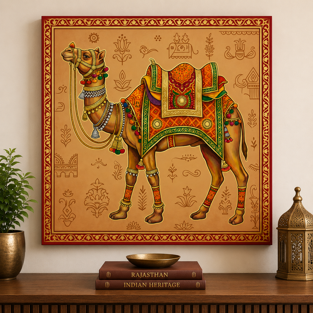 Royal Rajasthani Camel Canvas Wall Art – Traditional Desert Heritage Decor