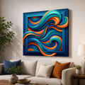 Azure Flow Fusion – 3D Abstract Modern Canvas Wall Art