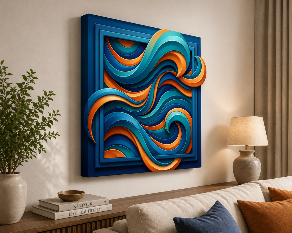 Ocean Rhythm 3D Abstract Canvas