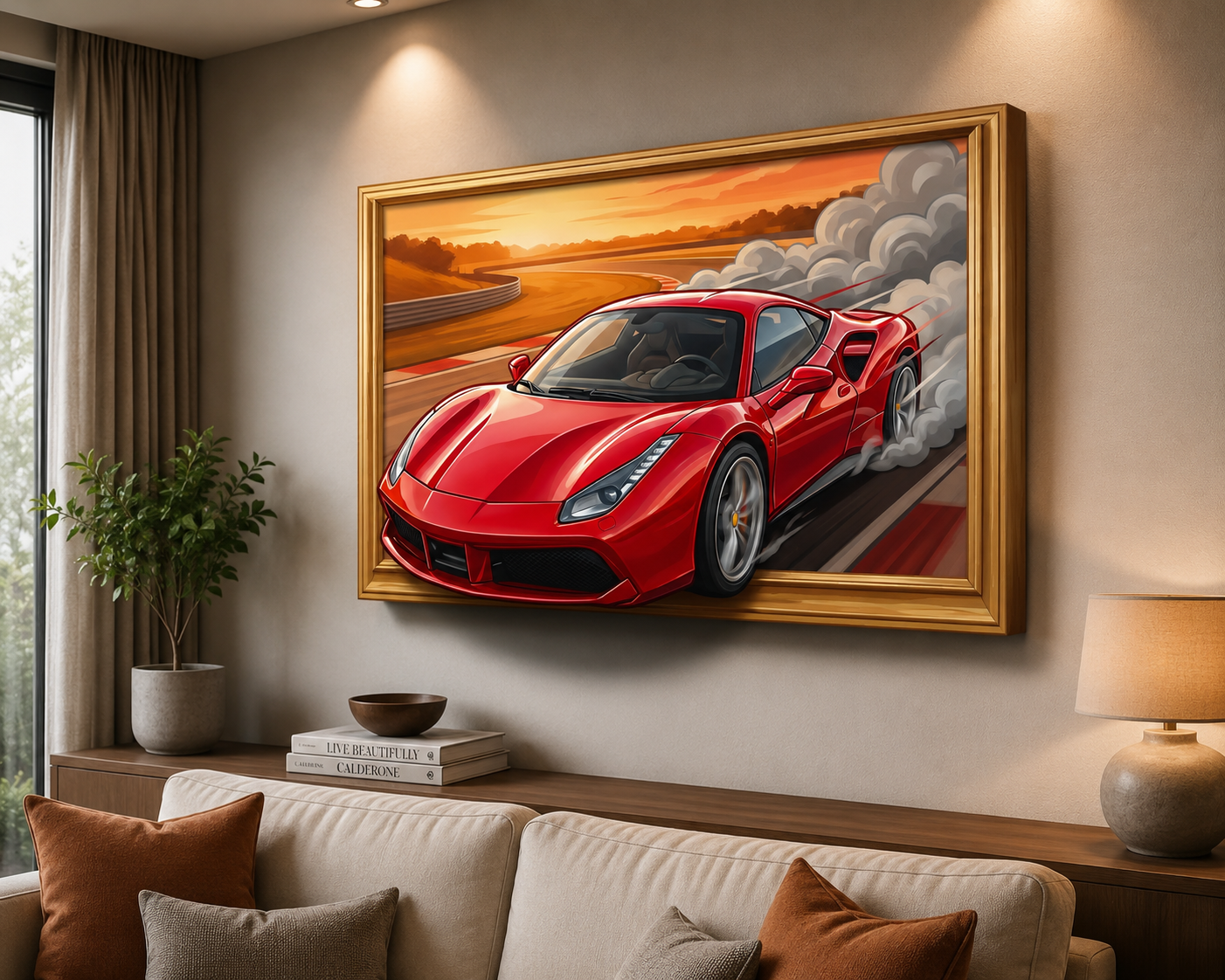 Velocity Beyond the Frame – 3D Supercar Canvas Wall Art