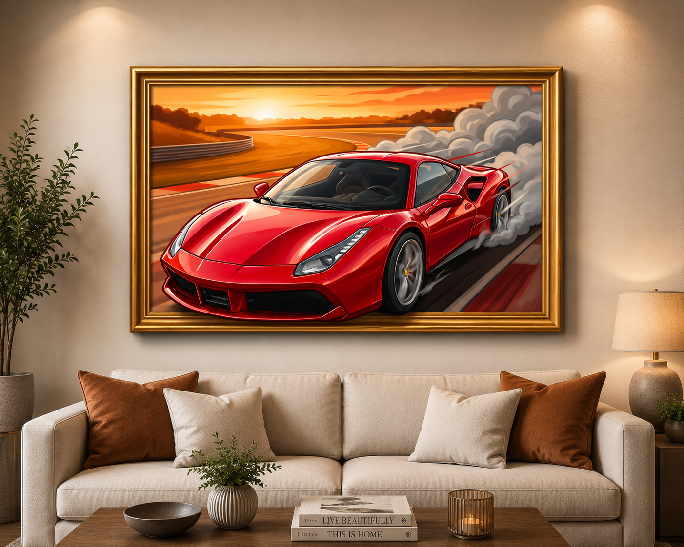 Velocity Beyond the Frame – 3D Supercar Canvas Wall Art