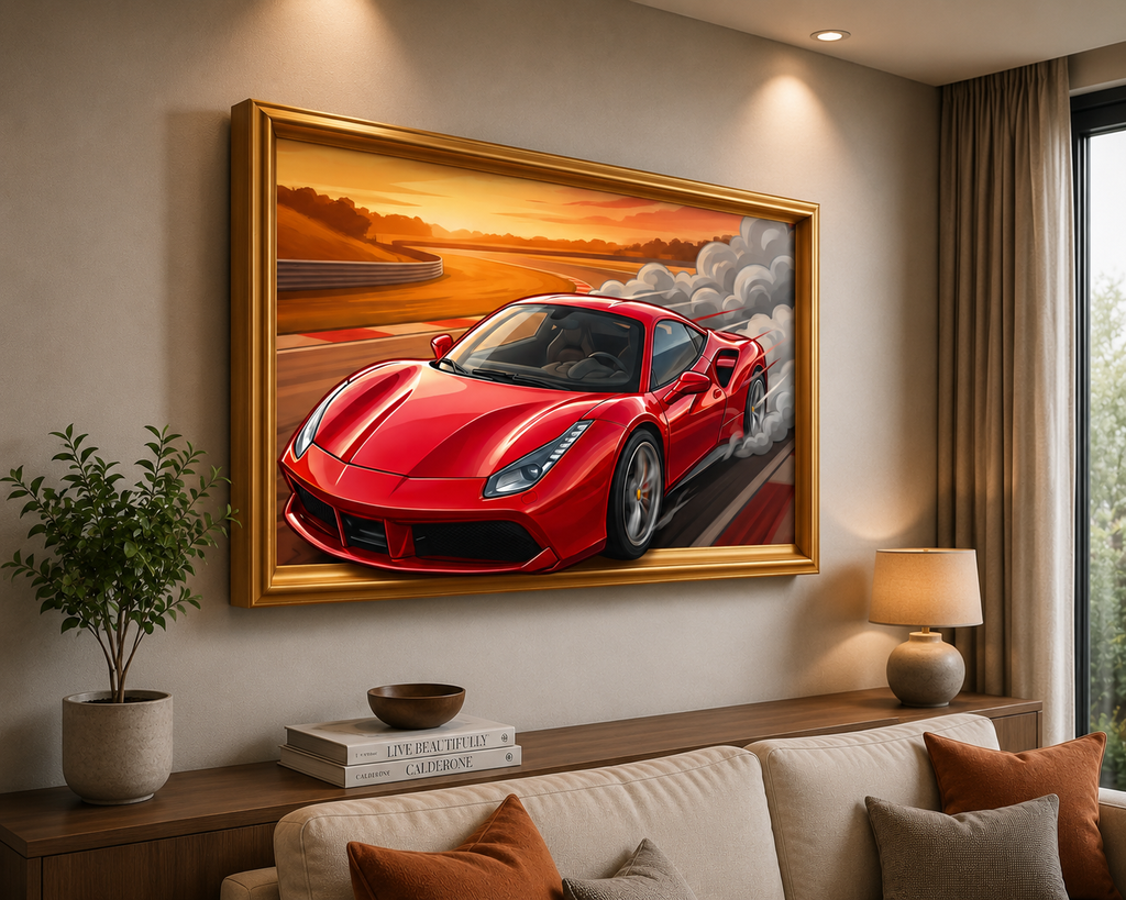 Velocity Beyond the Frame – 3D Supercar Canvas Wall Art