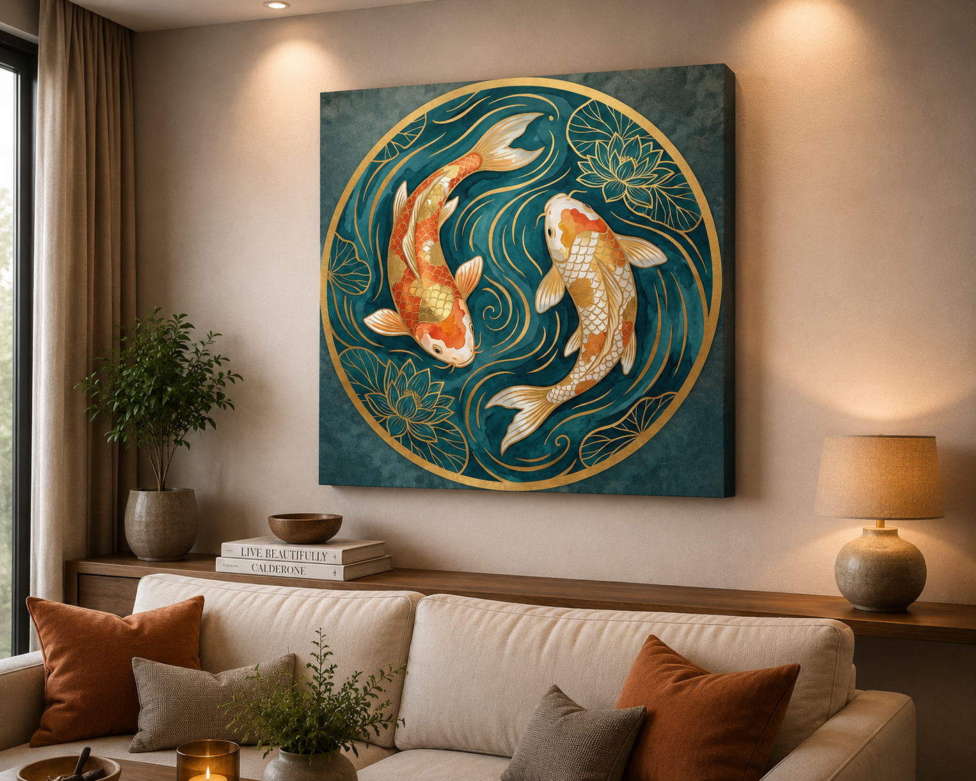 Golden Koi Fish Canvas Wall Art – Harmony & Prosperity Luxury Wall Decor