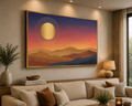 Golden Horizon Abstract Landscape Canvas Wall Art