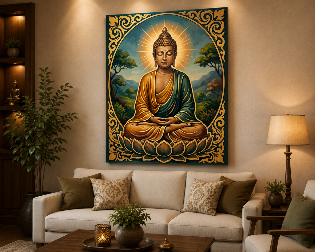 Radiant Buddha Meditation Canvas Wall Art – Premium Spiritual & Zen Home Decor