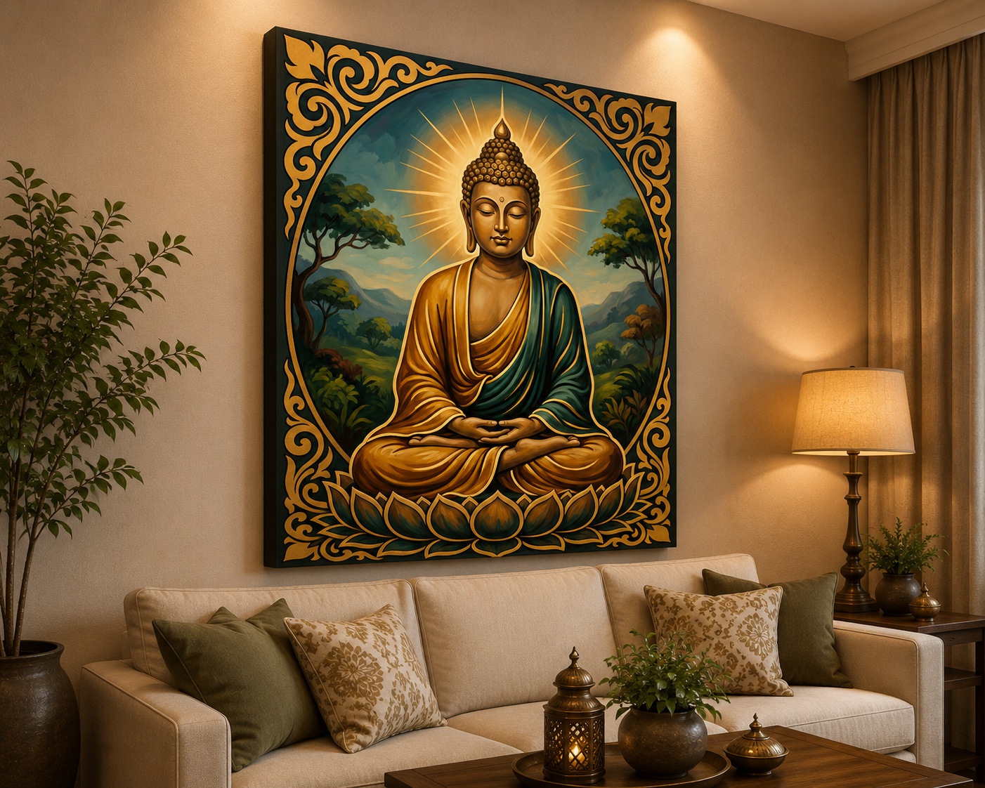 Radiant Buddha Meditation Canvas Wall Art – Premium Spiritual & Zen Home Decor