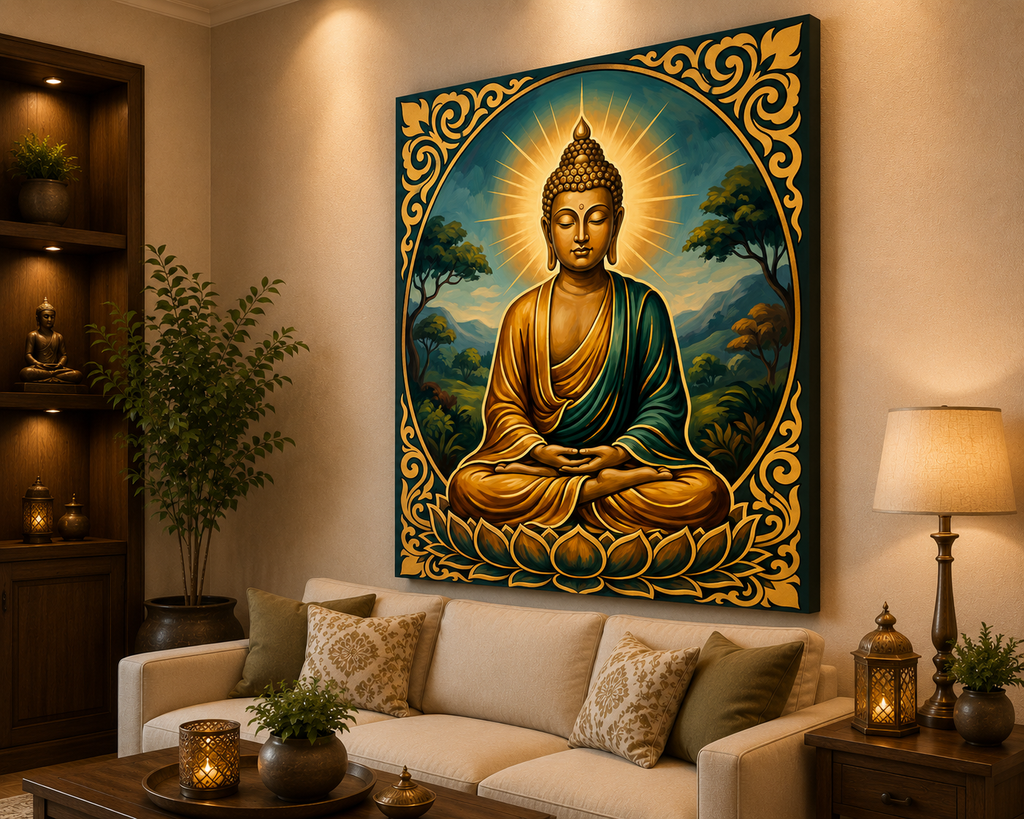 Radiant Buddha Meditation Canvas Wall Art – Premium Spiritual & Zen Home Decor
