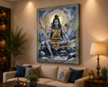 Meditating Lord Shiva Canvas Wall Art – Kailash Mountain Divine Spiritual Painting