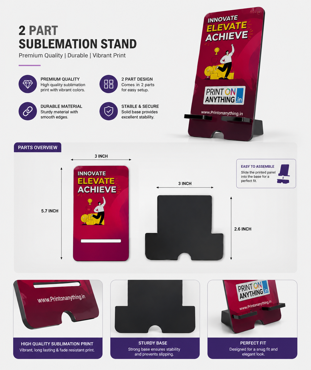Custom Sublimation Phone Stand - Set of 10 Printed Display Stand with Vibrant Logo Print
