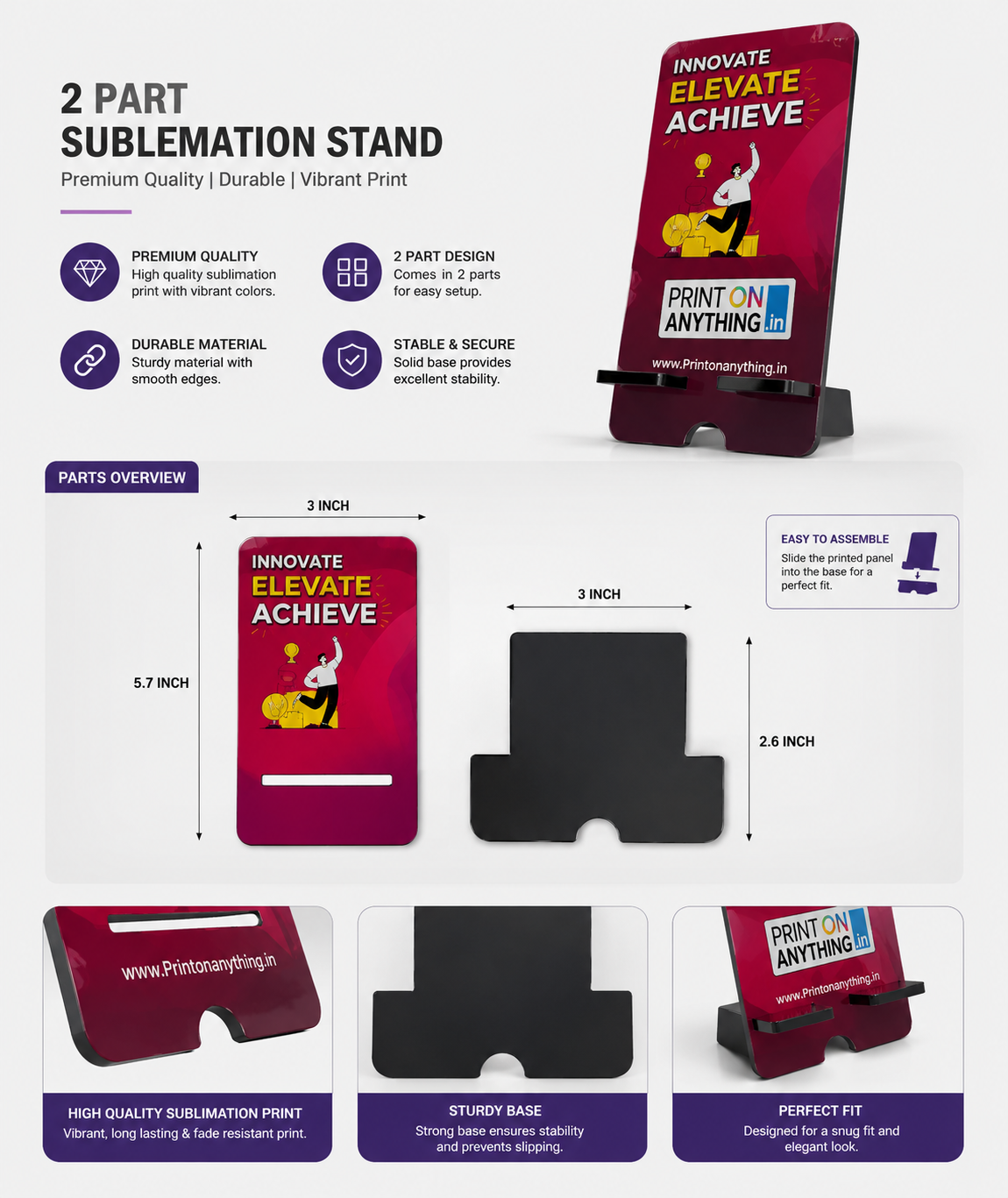 Custom Sublimation Phone Stand - Set of 10 Printed Display Stand with Vibrant Logo Print