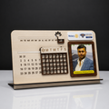 Personalized Wooden Desk Calendar with Photo Frame - Perpetual Calendar Corporate Gift