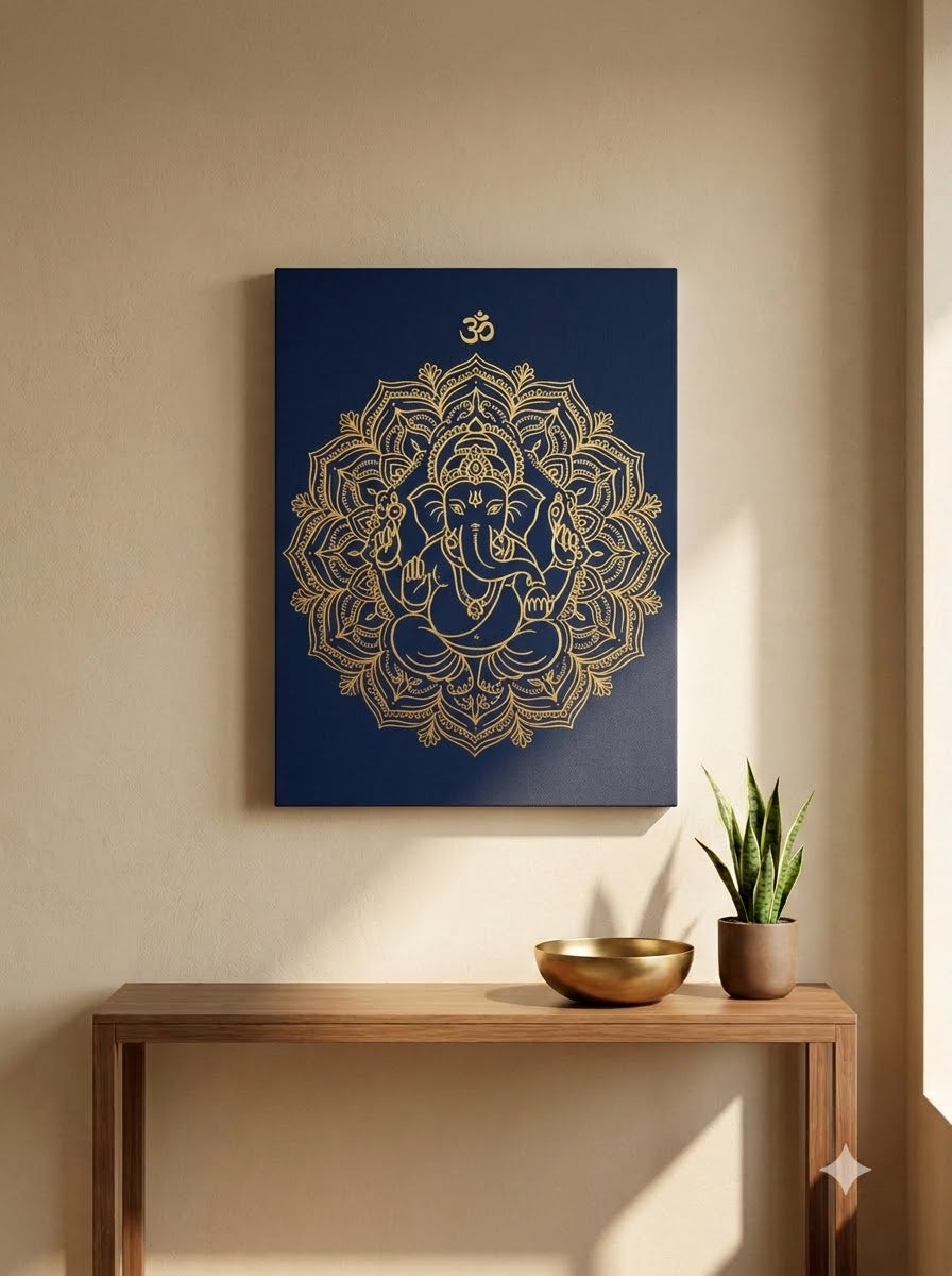 Golden Mandala Stretched Canvas Wall Art