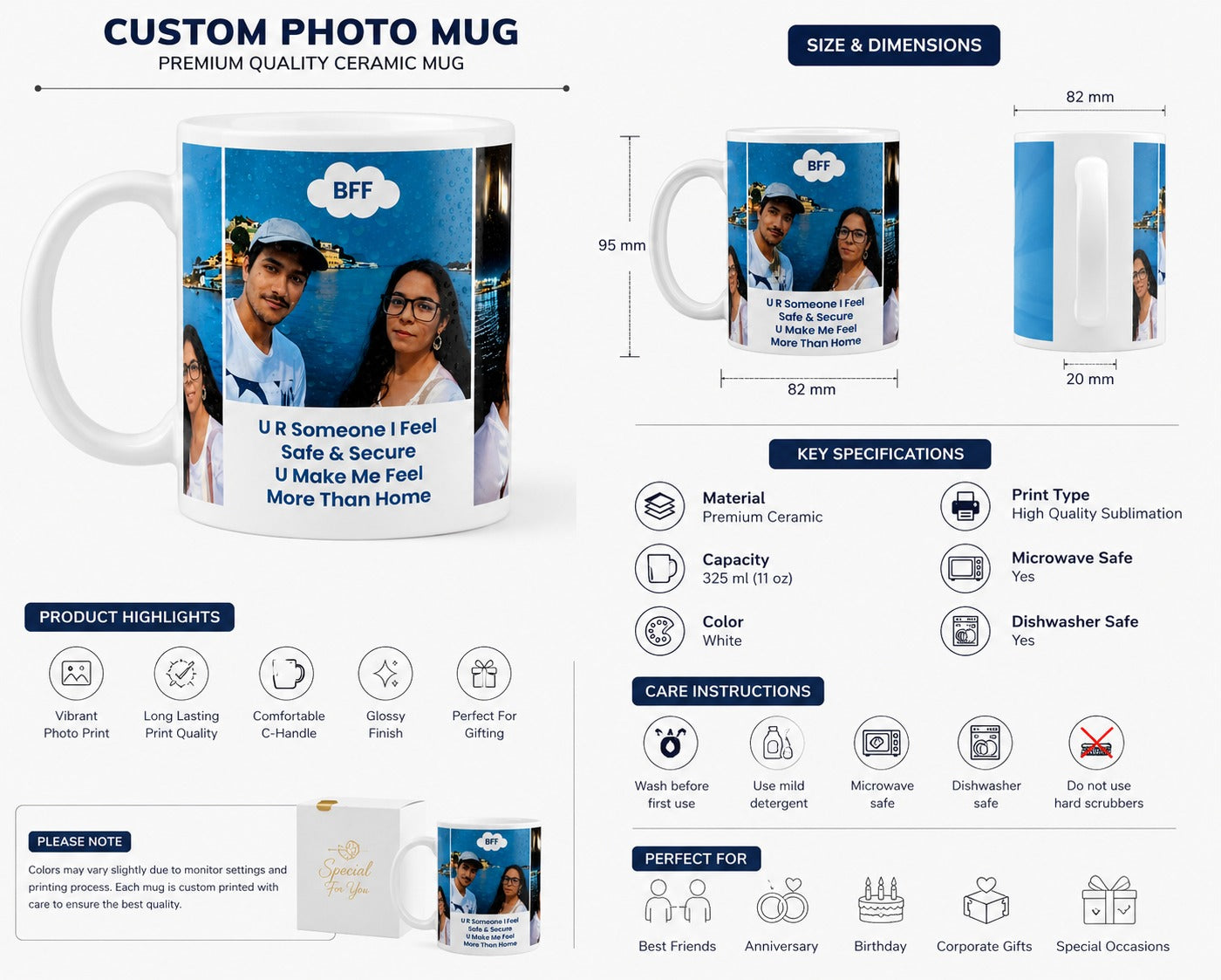Custom Photo Printed Coffee Mug - Personalized Gift Mug