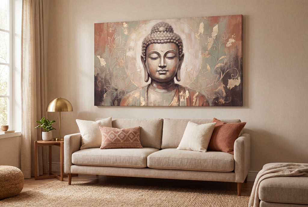 Buddha Serenity Gold - Premium Canvas Wall Art | Luxury Meditation Decor | MyPrintCraft