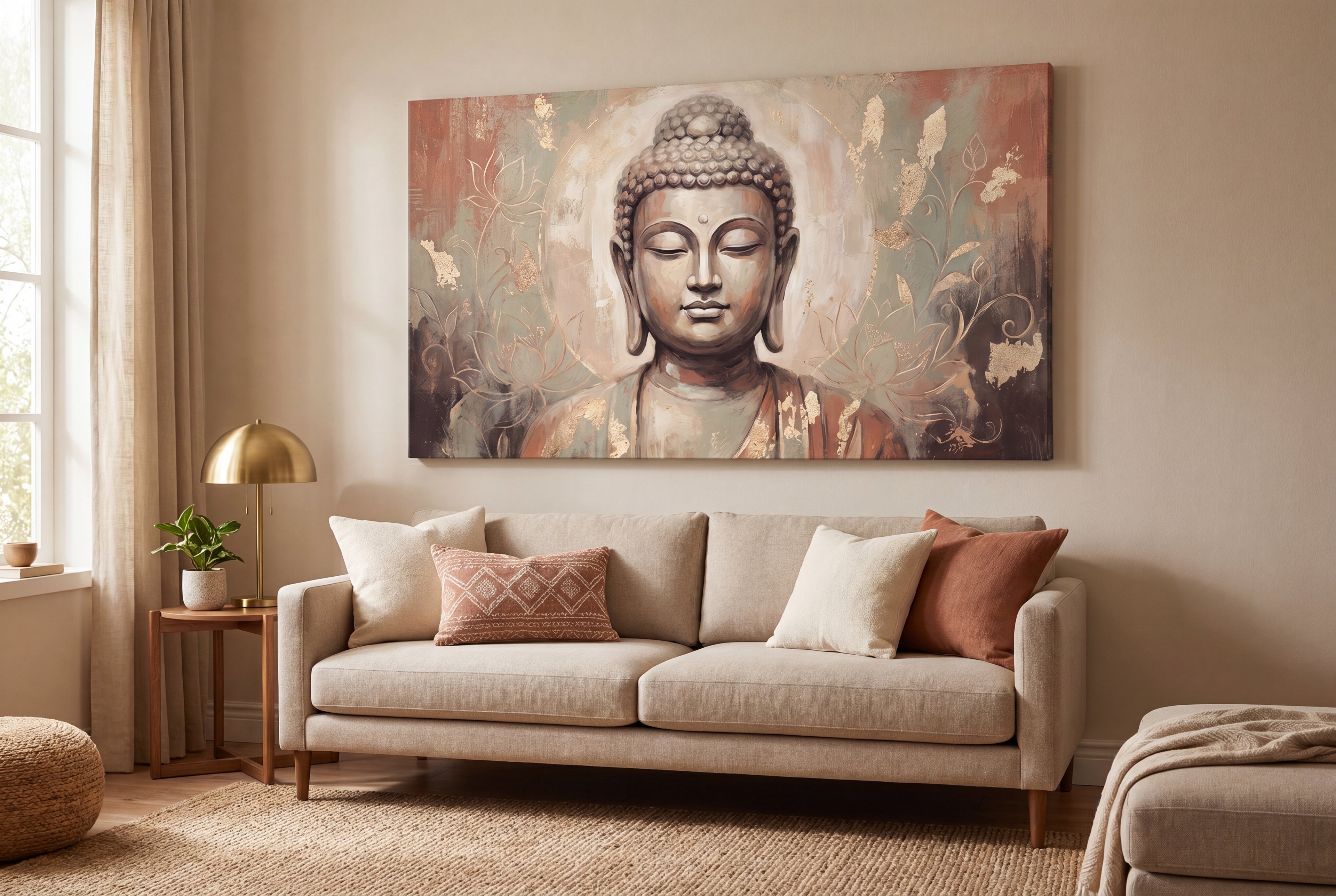 Buddha Serenity Gold - Premium Canvas Wall Art | Luxury Meditation Decor | MyPrintCraft